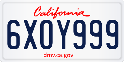 CA license plate 6XOY999