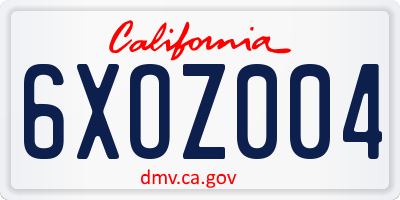 CA license plate 6XOZ004