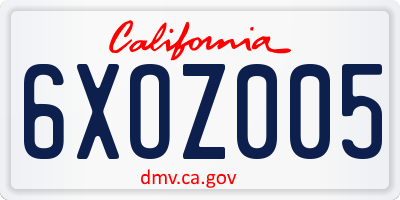 CA license plate 6XOZ005