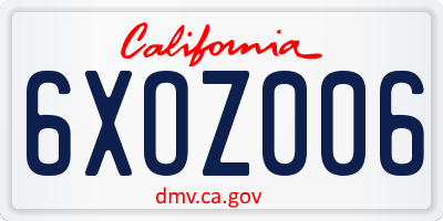 CA license plate 6XOZ006