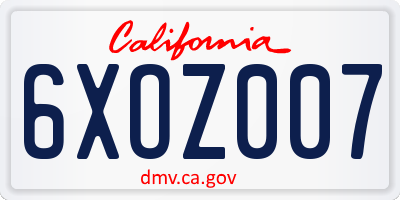 CA license plate 6XOZ007