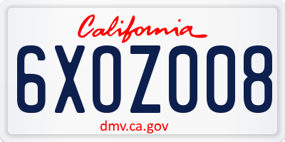 CA license plate 6XOZ008
