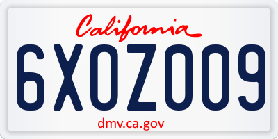 CA license plate 6XOZ009