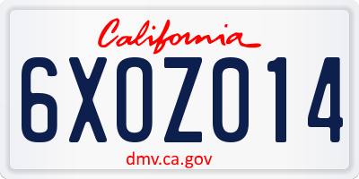 CA license plate 6XOZ014