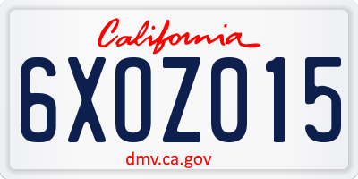 CA license plate 6XOZ015