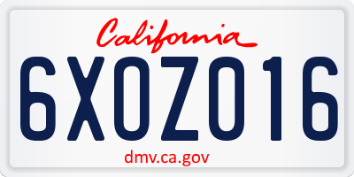 CA license plate 6XOZ016