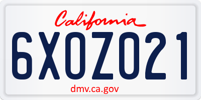 CA license plate 6XOZ021