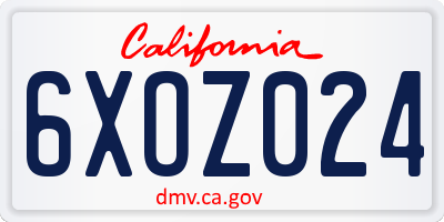 CA license plate 6XOZ024