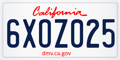 CA license plate 6XOZ025