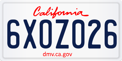CA license plate 6XOZ026