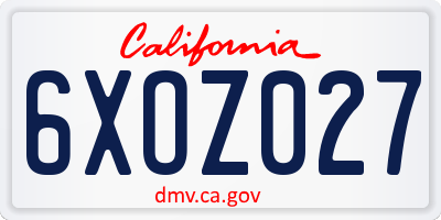 CA license plate 6XOZ027
