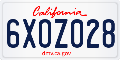 CA license plate 6XOZ028