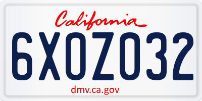 CA license plate 6XOZ032