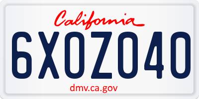 CA license plate 6XOZ040
