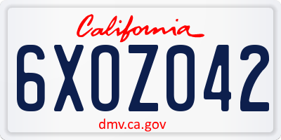 CA license plate 6XOZ042