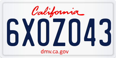 CA license plate 6XOZ043