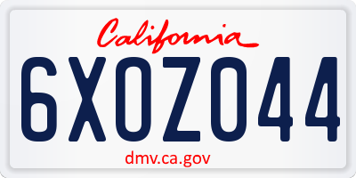 CA license plate 6XOZ044