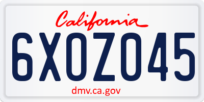 CA license plate 6XOZ045