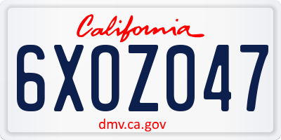 CA license plate 6XOZ047