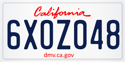 CA license plate 6XOZ048