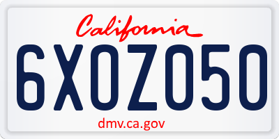 CA license plate 6XOZ050