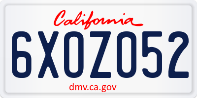 CA license plate 6XOZ052