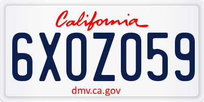 CA license plate 6XOZ059