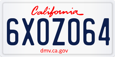 CA license plate 6XOZ064