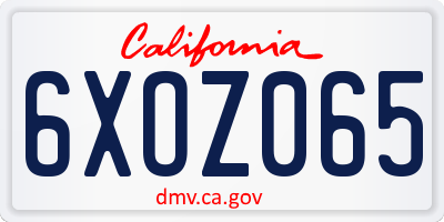 CA license plate 6XOZ065