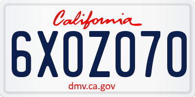 CA license plate 6XOZ070