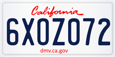CA license plate 6XOZ072