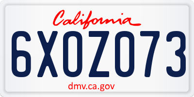 CA license plate 6XOZ073