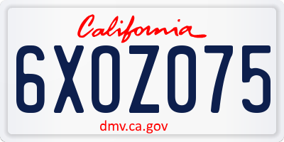CA license plate 6XOZ075