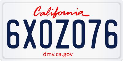 CA license plate 6XOZ076