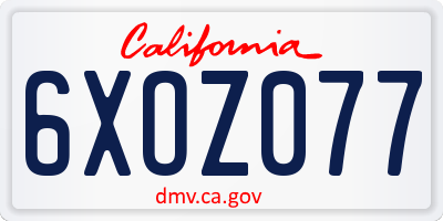CA license plate 6XOZ077