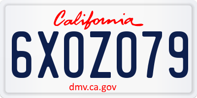 CA license plate 6XOZ079