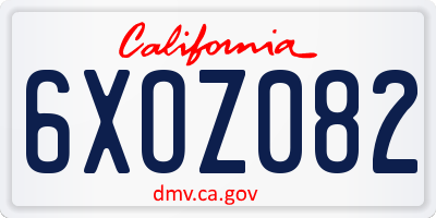 CA license plate 6XOZ082
