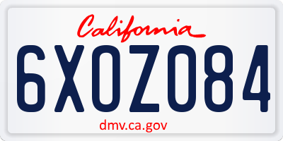 CA license plate 6XOZ084