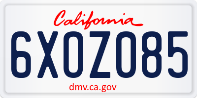 CA license plate 6XOZ085