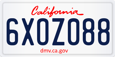 CA license plate 6XOZ088