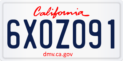 CA license plate 6XOZ091