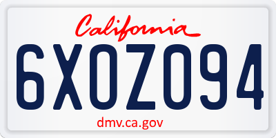 CA license plate 6XOZ094