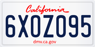 CA license plate 6XOZ095