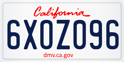 CA license plate 6XOZ096