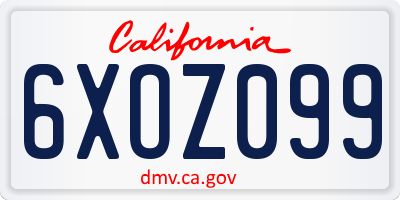 CA license plate 6XOZ099