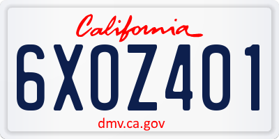 CA license plate 6XOZ401