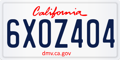 CA license plate 6XOZ404