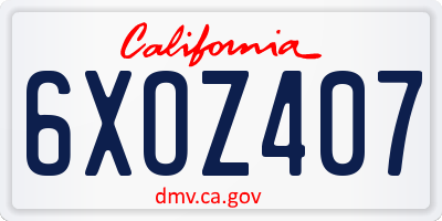 CA license plate 6XOZ407