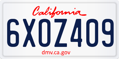 CA license plate 6XOZ409