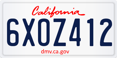 CA license plate 6XOZ412